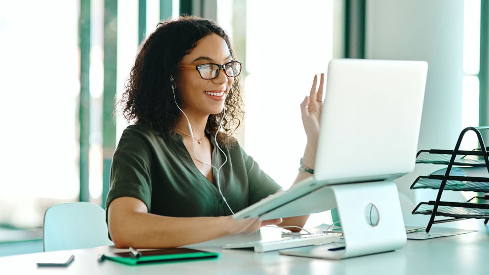 Woman working at laptop
